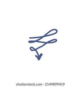 La flecha azul muestra la dirección descendente. Puntero.