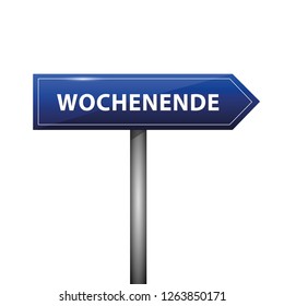 blue arrow sign with german text weekend vector illustration EPS10