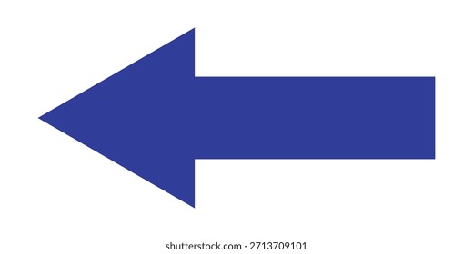 Icono de dirección izquierda de signo de flecha azul aislado sobre fondo transparente