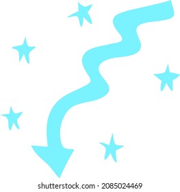 Blue arrow with stars around her.