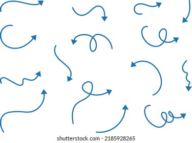 Blue Arrow Strokes Vector Set Doodle