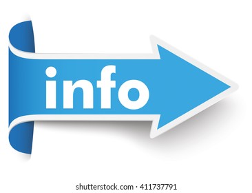 Blue arrow with text "info". Eps 10 vector file.