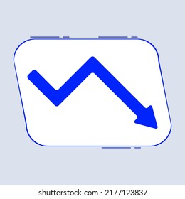 a blue arrow that goes down in a blue square
