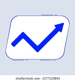 a blue arrow that goes up in a blue square