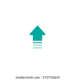 Blue up arrow with trace icon. Isolated on white. Upload icon.  Upgrade sign. pointing arrow. Growth, speed, system sign