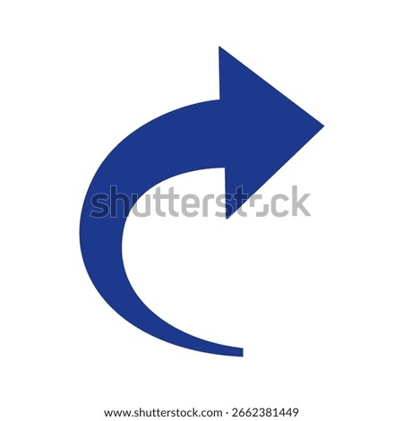 Blue Arrow Turns From Bottom To Top Right, vector illustration isolated on white background, eps
