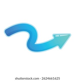Blue arrow is winding its way forward, showing the way
