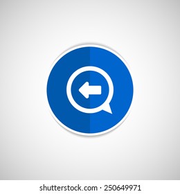 Blue arrowleft symbol business direction white background button