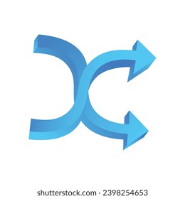 Blue arrows in 3D design. A captivating 3D design with a dynamic double blue arrow emphasize the shape and guiding the viewer's attention. Vector illustration.