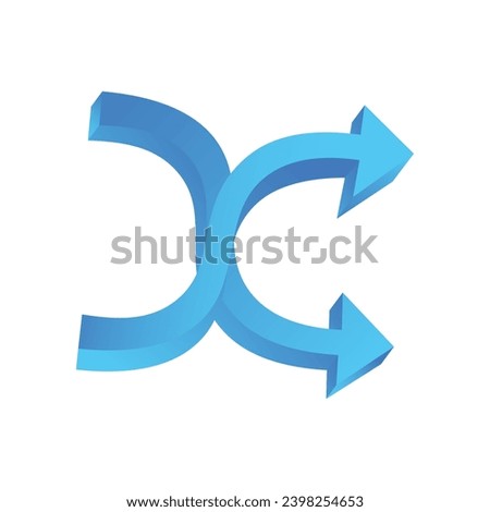 Blue arrows in 3D design. A captivating 3D design with a dynamic double blue arrow emphasize the shape and guiding the viewer's attention. Vector illustration.