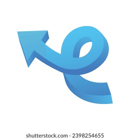 Flechas azules en diseño 3D. El uso de la tecnología 3D para crear una flecha azul llamativa mejora la percepción de la dirección dentro de la forma. Ilustración vectorial.