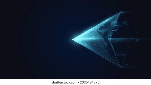 Blaue Pfeile abstrakte Hochgeschwindigkeitsbewegung. Low polygonal und wireframe von Punkten und Linien. Vektorgrafik
