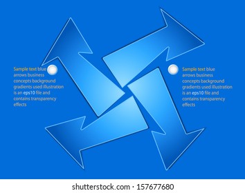 Blue arrows business concepts background