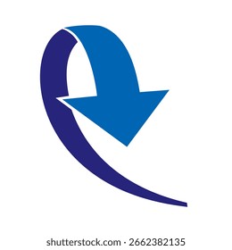 Blue Arrows Curve Up and Down, vector illustration isolated on white background, eps