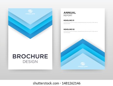 Blue arrows design for annual report, brochure, flyer, poster. blue triangle arrows on white background vector illustration for flyer, leaflet, poster. Business abstract A4 brochure template.