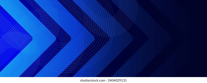 Blue arrows with geometric lines. Movement technology concept for banner background. Vector illustration.