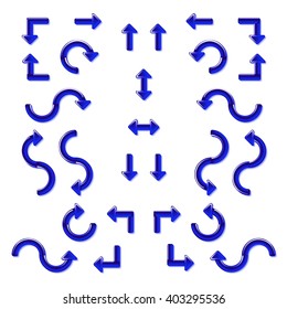 Blue arrows made of glass. Vector illustration