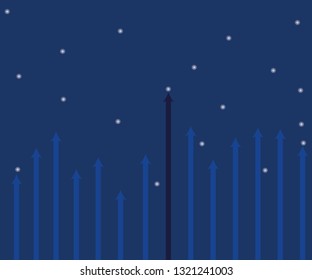 Blue Up arrows on blue background illustration vector for business and finance.