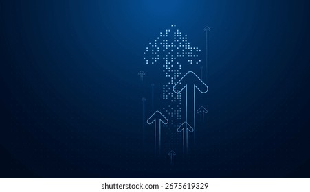 Flechas azules que apuntan hacia arriba sobre fondo Abstractas con flechas brillantes azules que apuntan hacia arriba Flechas que crecen sobre fondo azul degradado. El Grupo de