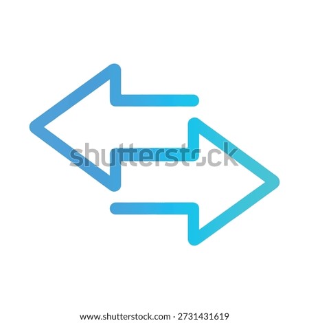 Blue arrows pointing in opposite directions on white background