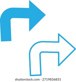 Flechas azules apuntando al Vector derecho