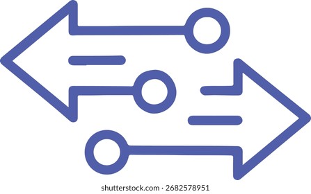 Blue Arrows Pointing Towards Each Other on White Background direction exchange