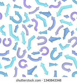 Blue arrows. Seamless pattern background. Vector illustration. Design for wrapping paper.