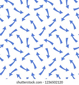 Blue arrows seamless pattern on white background.