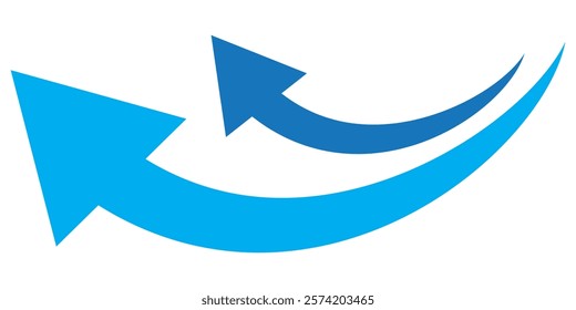 Blue arrows set. Curved arrows. Arrow sign. Curved arrow pointing right. Black and red arrow.