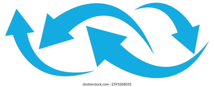 Blue arrows set. Curved arrows. Arrow sign. Flat style icons. set of Blue curve arrow icon vectors. long arrow icon vector illustration.