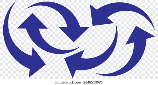 Blue arrows set. Curved arrows. Arrow sign. Flat style icons. set of Blue curve arrow icon vectors. long arrow icon vector illustration.