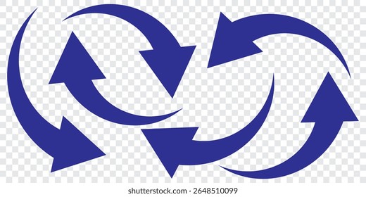 Blue arrows set. Curved arrows. Arrow sign. Flat style icons. set of Blue curve arrow icon vectors. long arrow icon vector illustration.