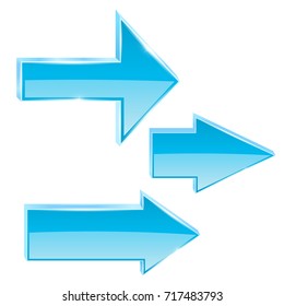 Blue arrows. Set of shiny 3d icons. Vector illustration isolated on white background