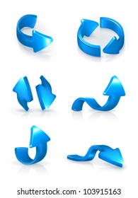 Blue arrows set, vector