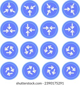 Blue Arrows surrounded by two circles set Arrow icon. Collection of concept arrows for web design, mobile apps, interface and more Arrows icons, vector set.