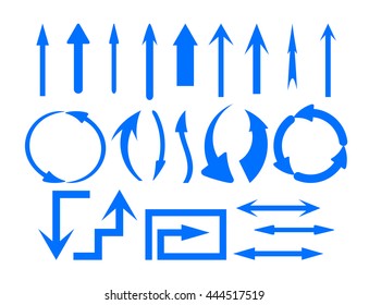 Blue arrows symbols set