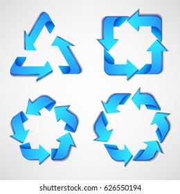 Blue arrows with various curved shape, Suitable for recycle, ecological symbol, and other. Vector illustration
