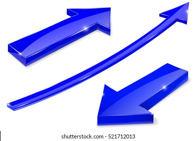 Blue arrows. Vector illustration isolated on white background.