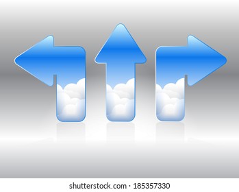 blue arrows with white cloud, Vector graphic