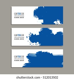 Blue art brush paint template. Original grunge art brush paint texture background acrylic stroke poster over frame vector illustration. Perfect watercolor design for headline, logo and banner.