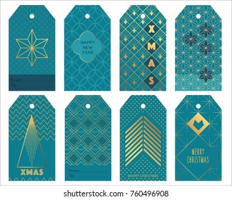 Blue art deco gift tags for christmas