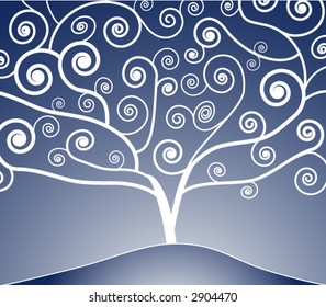 Blue Art Nouveau Tree