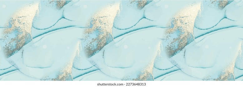 Blue Art Paint. Alcohol Ink Marble. White Bronze Texture. Fluid Seamless Watercolor. Foil Seamless Watercolor. Luxury Seamless Ink Template. Watercolor Canvas. Gold Marble Background. Gold Vector Ink