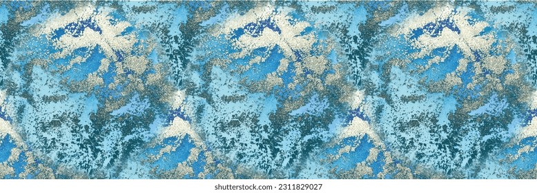 Blue Art Paint. Gold Oriental Background. Light Elegant Watercolor. Alcohol Ink Marble. Watercolor Marble. Golden Metal Pattern. Foil Marble Watercolor. Modern Seamless Ink Template. Gold Vector Ink