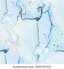 Blue Art Paint. Golden Vector Ink Marble. Vector Elegant Background. Blue Seamless Watercolor. Foil Marble Background. Copper Alcohol Ink Repeat. Gold Watercolor Marble. Modern Seamless Ink Painting