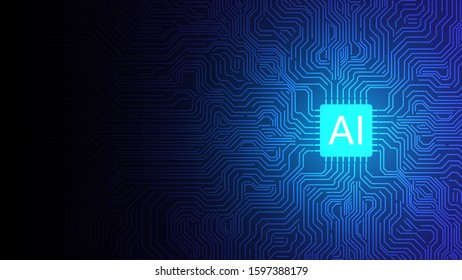 blue artificial intelligence circuit processor background,abstract futuristic technology background,machine learning technology concept