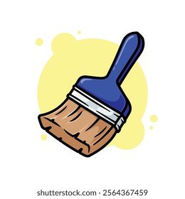 Blue Artist Painting Brush Cartoon Icon Vector Illustration. Isolated background. Art supplies