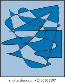 Blue artwork concept with continous line style