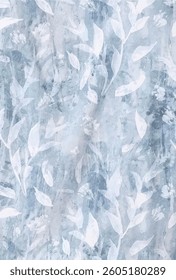 blue asbtract leaf background watercolor cute and fancy pastelcolor style