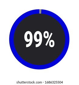 blue and ash color circle percentage showing 99 % ready to use for web design
